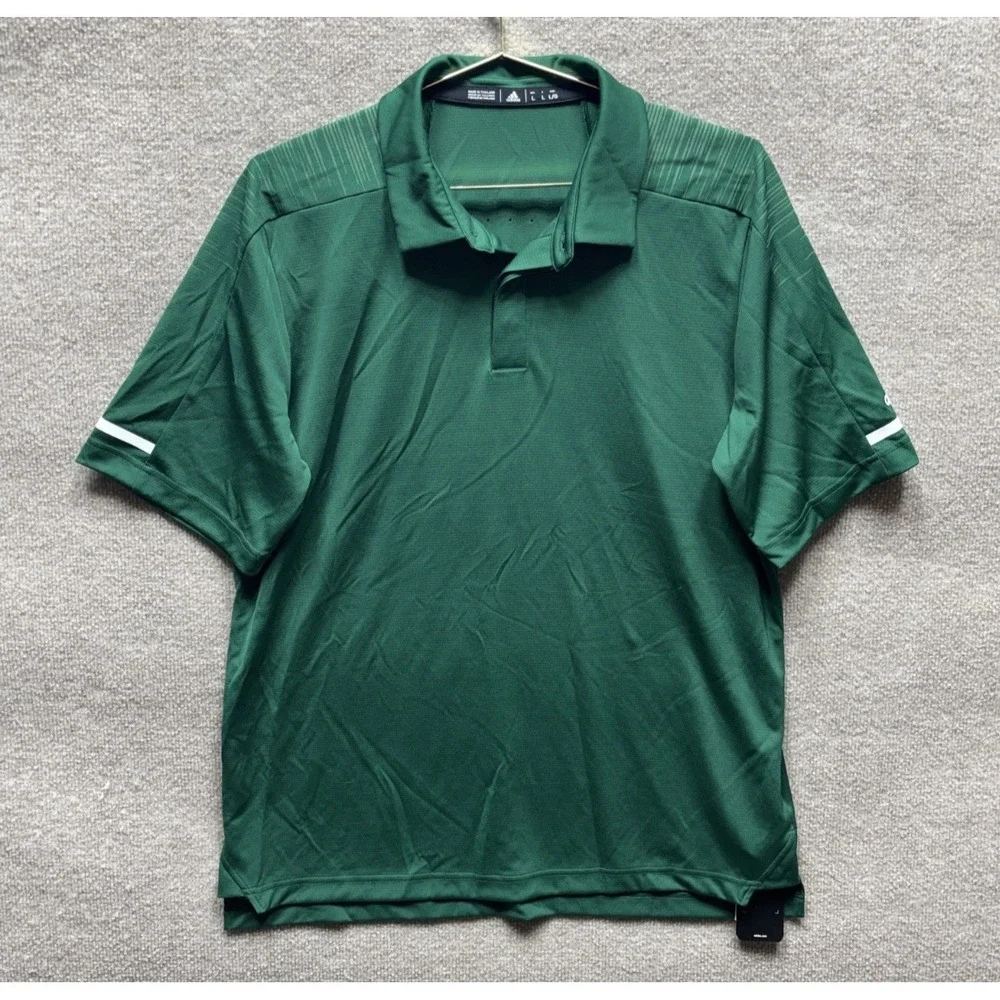Adidas Men's Team Power Green Stadium Coaches Polo Large  Short Sleeve NEW NWT
